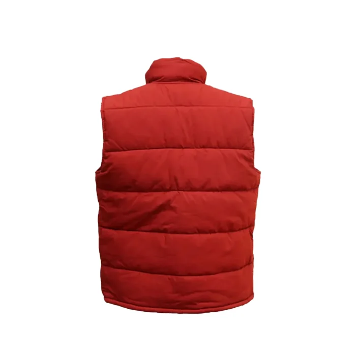 red puffer vest
