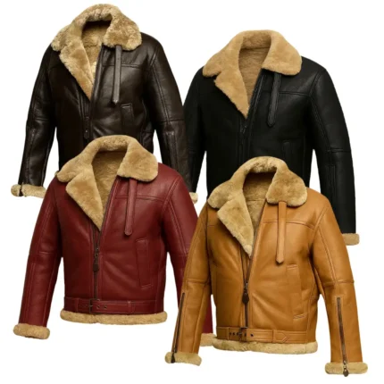 Men's Shearling Leather Aviator RAF Bomber Jacket