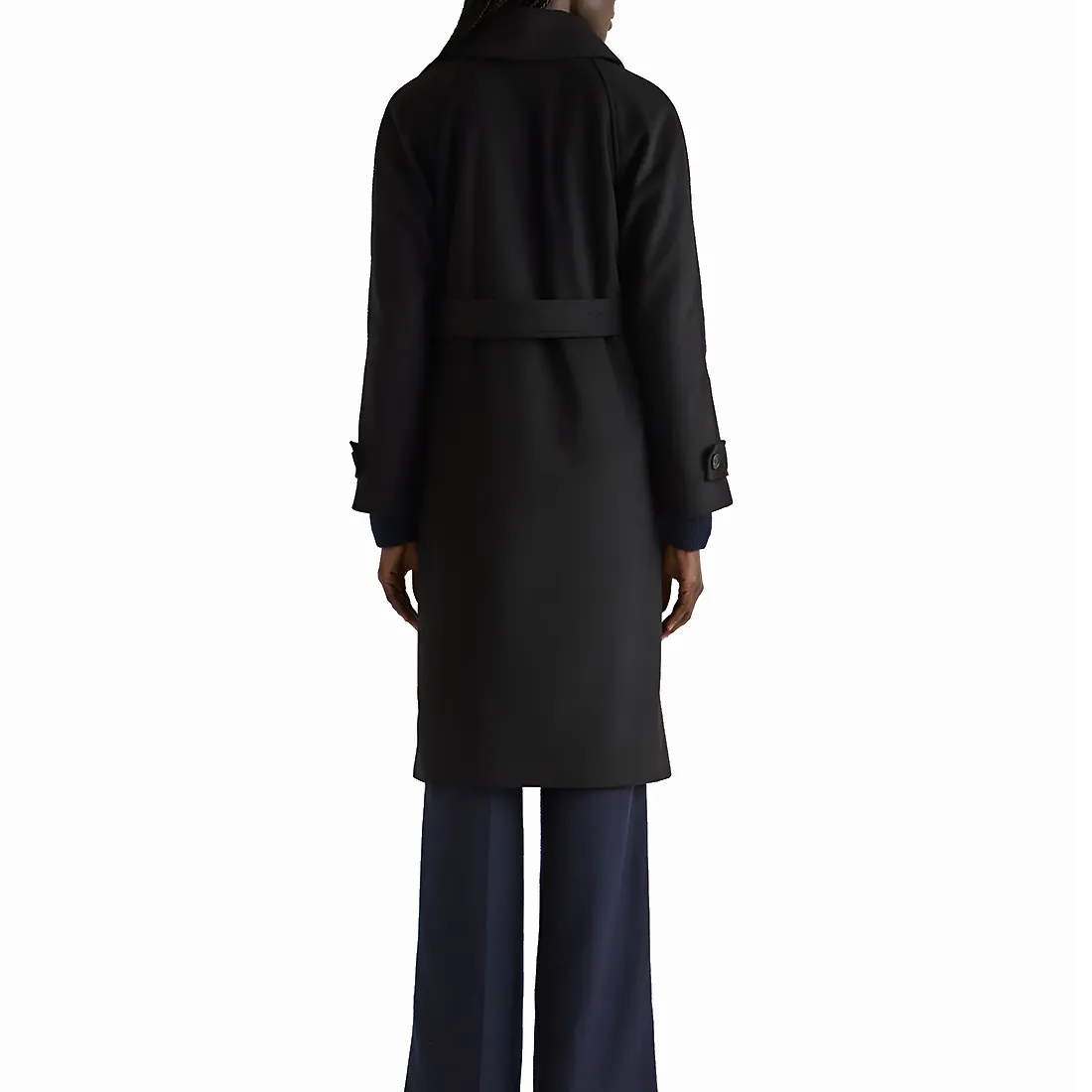 Women's Wool Belted Coat-8 Black Wool Belted Coat