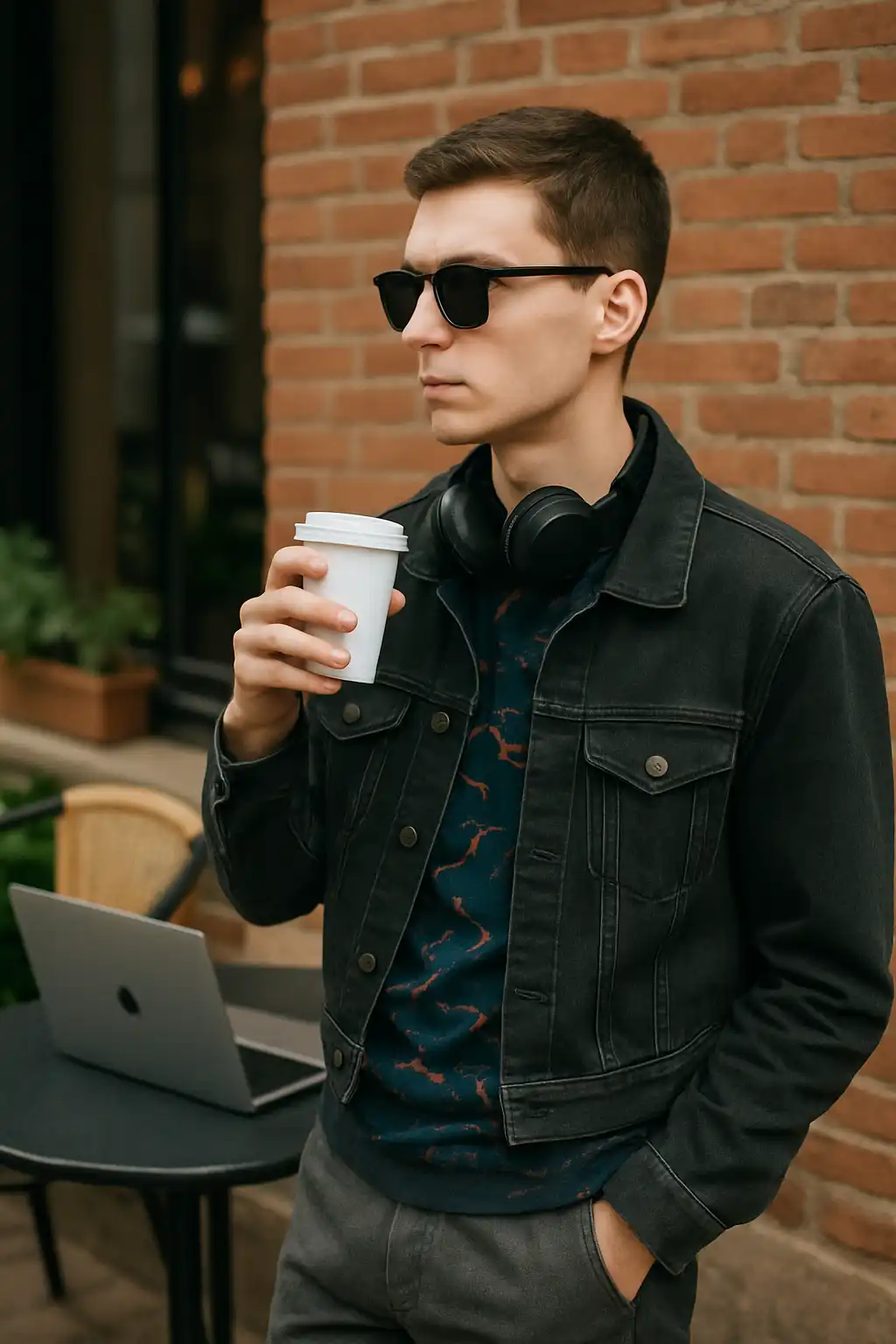brown leather bomber jacket