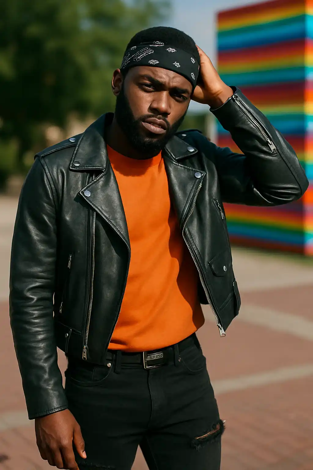 black varsity bomber jacket.