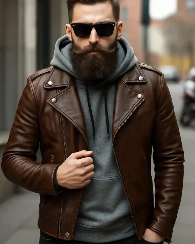 Brown Leather Motorcycle Jacket