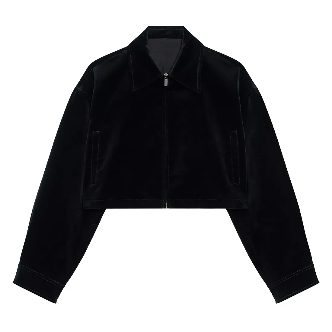 Women's Velvet Cropped Zip Jacket 1 Gigi Hadid Cropped Jacket