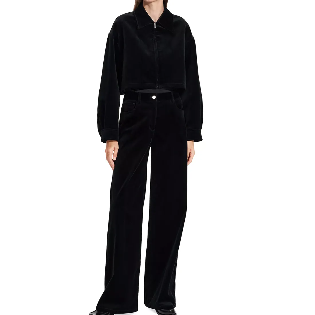 Women's Velvet Cropped Zip Jacket 5 Velvet Cropped Jacket