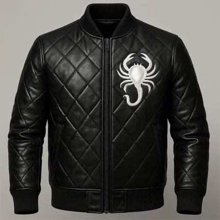 Halloween Scorpion Genuine Leather Bomber Jacket