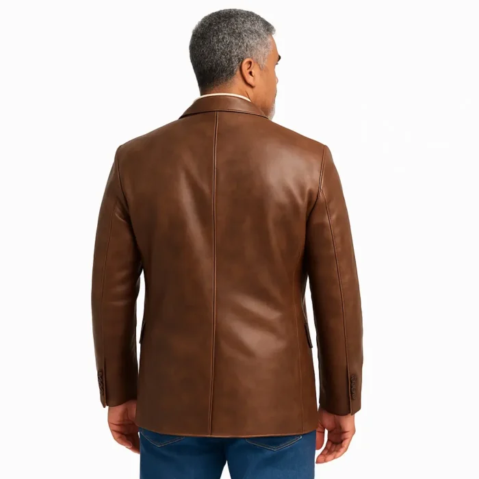 Men's Brown Leather Blazer