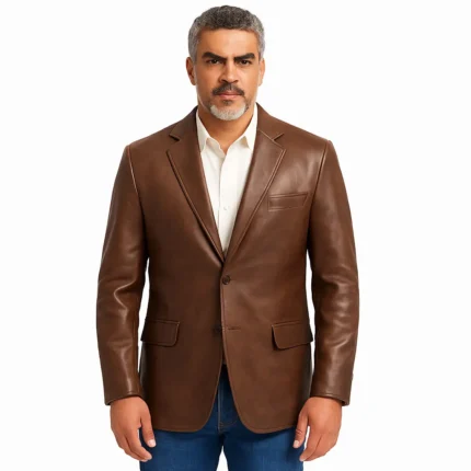 Men's Brown Leather Blazer