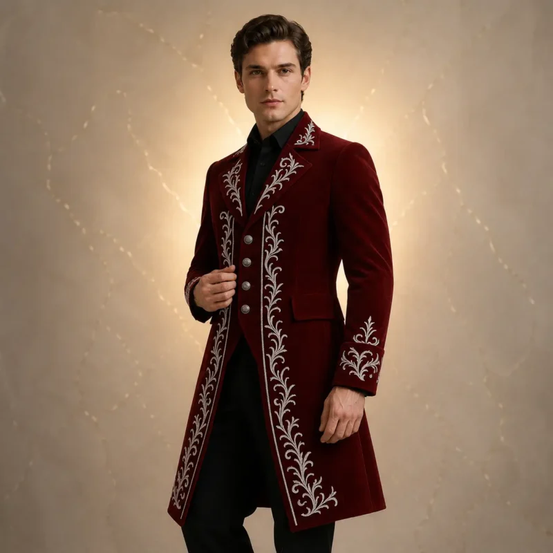Burgundy Victorian tailcoat