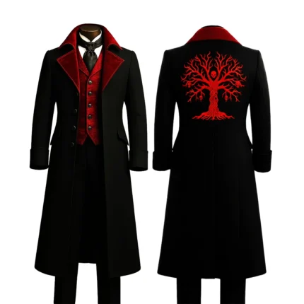 Gothic Halloween Tree Trench Coat