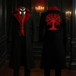 Gothic Halloween Tree Trench Coat