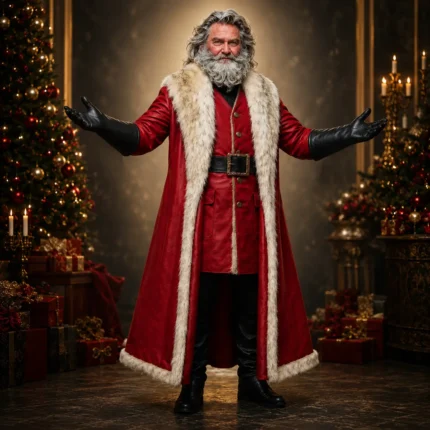 Luxury Santa Claus Outfit, Red Fur Trim Christmas Coat, Father Christmas Costume