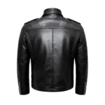 Men's Black Leather Military Jacket