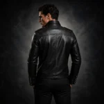 Mens Black Leather Military Jacket, Gothic Biker Coat, Steampunk Officer Jacket