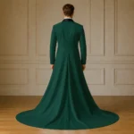 Mens Emerald Green Wedding Tuxedo, Long Train Groom Suit, Luxury Reception Outfit