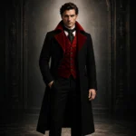 Mens Gothic Vampire Coat, Black Victorian Frock Tailcoat, Halloween Wedding Formal Suit