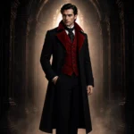 Mens Gothic Vampire Coat, Black Victorian Frock Tailcoat, Halloween Wedding Formal Suit