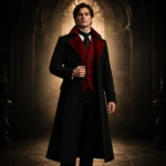 Mens Gothic Vampire Coat, Black Victorian Frock Tailcoat, Halloween Wedding Formal Suit