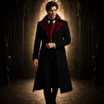 Mens Gothic Vampire Coat, Black Victorian Frock Tailcoat, Halloween Wedding Formal Suit