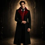 Mens Gothic Vampire Coat, Black Victorian Frock Tailcoat, Halloween Wedding Formal Suit