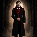 Mens Gothic Vampire Coat, Black Victorian Frock Tailcoat, Halloween Wedding Formal Suit