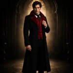 Mens Gothic Vampire Coat, Black Victorian Frock Tailcoat, Halloween Wedding Formal Suit