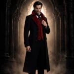 Mens Gothic Vampire Coat, Black Victorian Frock Tailcoat, Halloween Wedding Formal Suit