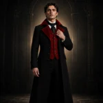 Mens Gothic Vampire Coat, Black Victorian Frock Tailcoat, Halloween Wedding Formal Suit