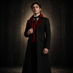 Mens Gothic Vampire Coat, Black Victorian Frock Tailcoat, Halloween Wedding Formal Suit