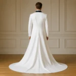 Mens White Tailcoat Tuxedo, Groom Wedding Suit With Train, Ivory Formal Jacket, Luxury Tux Outfit