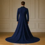 Navy Groom Suit With Long Train, Mens Formal Wedding Tuxedo, Modern Tailcoat Outfit