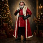 Red Santa Coat for Men, Premium Christmas Costume, Faux Fur Holiday Cape Outfit
