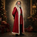 Santa Claus Coat Costume, Red Faux Fur Christmas Cape, Mens Luxury Santa Outfit