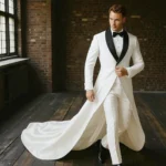 men's white wedding suit