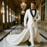 men's white wedding suit
