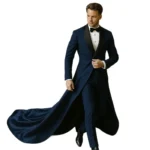 men's blue wedding suit