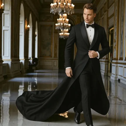 men's black wedding suit