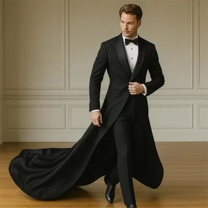 men's black wedding suit