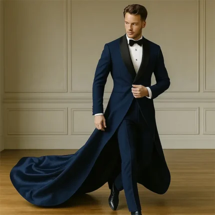 men's blue wedding suit