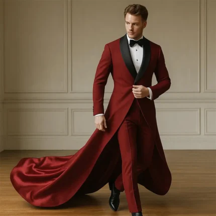 men's red wedding suit