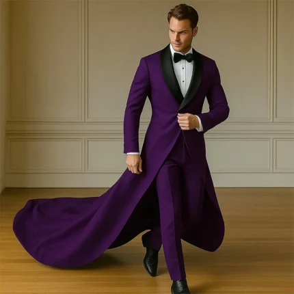 men's purple wedding suit