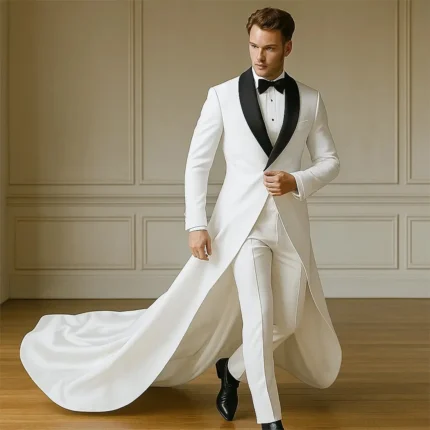 men's white wedding suit