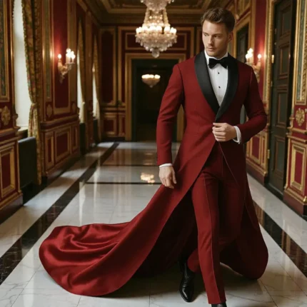 men's red wedding suit