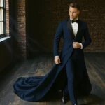 men's blue wedding suit