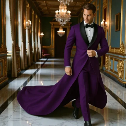 men's purple wedding suit
