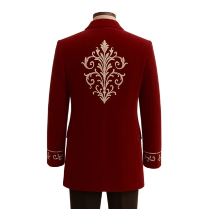 red wedding suit