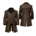 Distressed Leather Pirate Coat