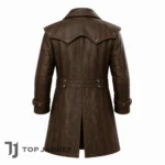 Men Distressed Brown Leather Pirate Coat, Medieval Captain Jacket, Gothic Buccaneer Frock Coat, Steampunk Cosplay Outfit 2