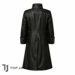 Men Pirate Cosplay Black Leather Coat, Gothic Skull Studded Jacket, Jolly Roger Buccaneer Trench Coat, Calico Jack Pirate Trench