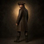 Mens Brown Pirate Captain Coat, Leather Buccaneer Jacket, Gothic Cosplay Costume, Festival Outfit