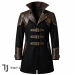 Men's Steampunk Pirate Coat, Black Renaissance Captain Jacket, Gothic Victorian Long Coat, Medieval Cosplay, LARP Ren Faire Costume